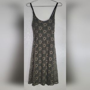 Avacado Green Floral Lace Overlay Skater Dress